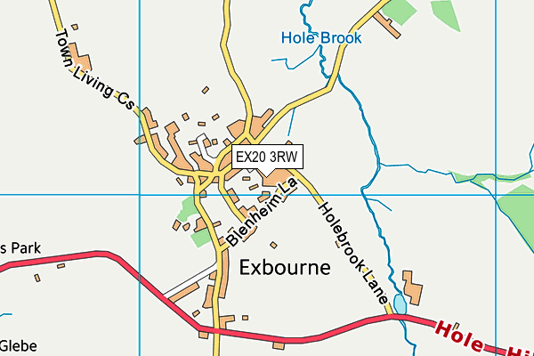 EX20 3RW map - OS VectorMap District (Ordnance Survey)