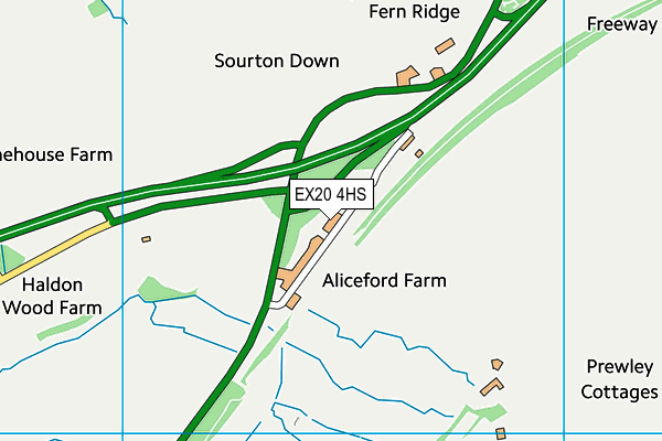 EX20 4HS map - OS VectorMap District (Ordnance Survey)