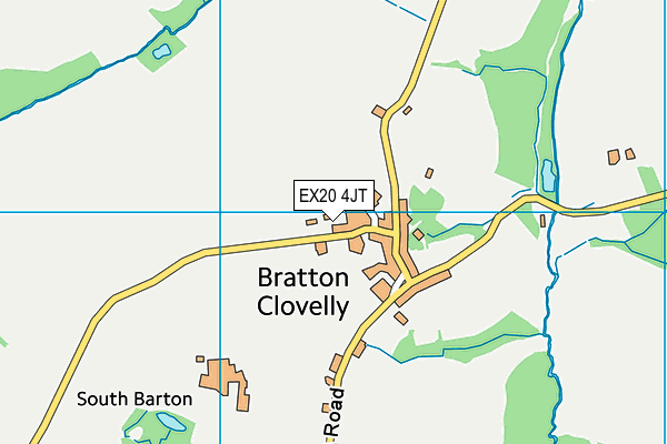 Bratton Clovelly Parish Hall map (EX20 4JT) - OS VectorMap District (Ordnance Survey)