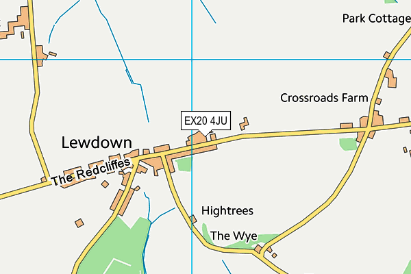 Lewdown Recreation Field map (EX20 4JU) - OS VectorMap District (Ordnance Survey)