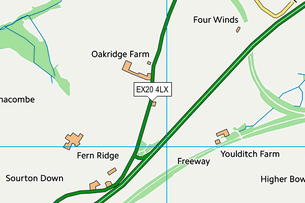 EX20 4LX map - OS VectorMap District (Ordnance Survey)