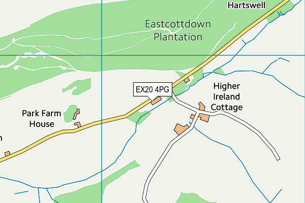 EX20 4PG map - OS VectorMap District (Ordnance Survey)