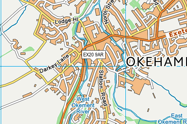 EX20 9AR map - OS VectorMap District (Ordnance Survey)