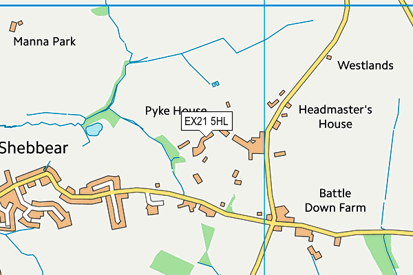 EX21 5HL map - OS VectorMap District (Ordnance Survey)