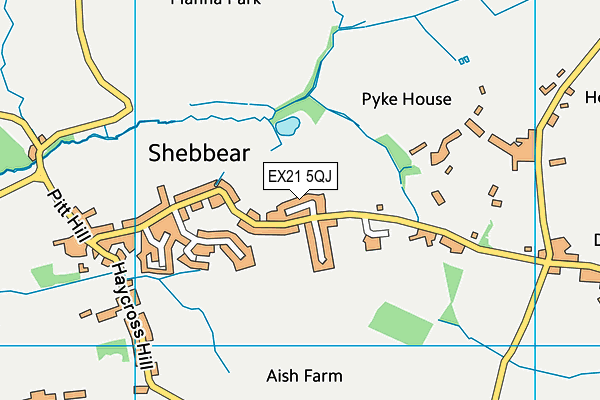 EX21 5QJ map - OS VectorMap District (Ordnance Survey)