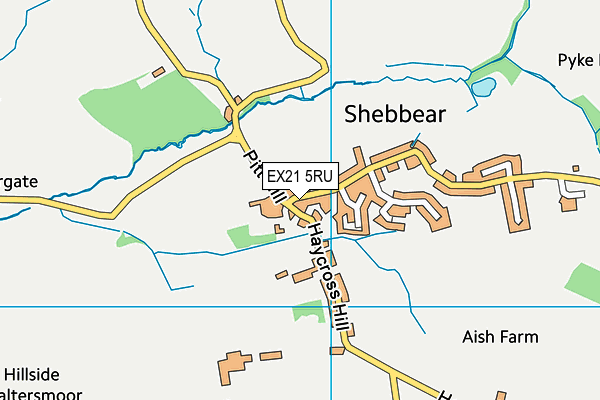 EX21 5RU map - OS VectorMap District (Ordnance Survey)