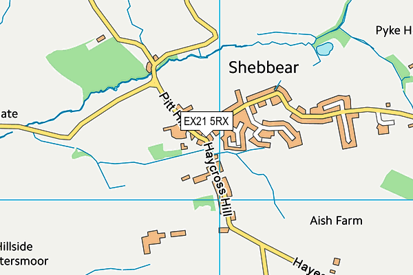 EX21 5RX map - OS VectorMap District (Ordnance Survey)