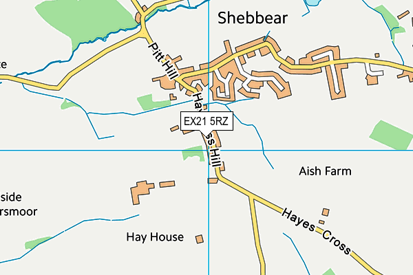 EX21 5RZ map - OS VectorMap District (Ordnance Survey)