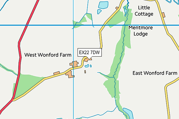 EX22 7DW map - OS VectorMap District (Ordnance Survey)