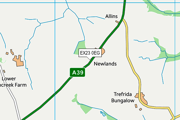 EX23 0EG map - OS VectorMap District (Ordnance Survey)