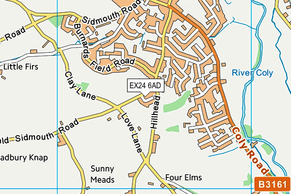 EX24 6AD map - OS VectorMap District (Ordnance Survey)