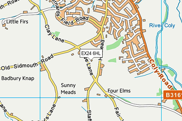 EX24 6HL map - OS VectorMap District (Ordnance Survey)