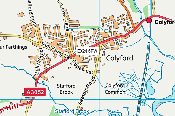 EX24 6PW map - OS VectorMap District (Ordnance Survey)