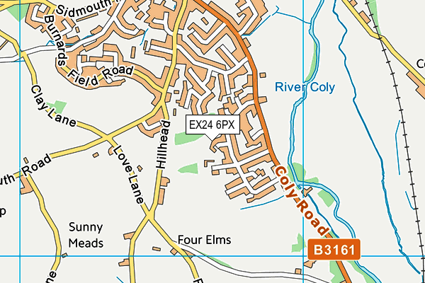 EX24 6PX map - OS VectorMap District (Ordnance Survey)