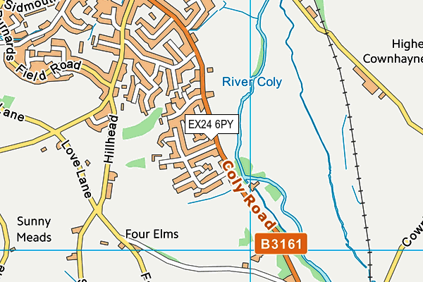 EX24 6PY map - OS VectorMap District (Ordnance Survey)