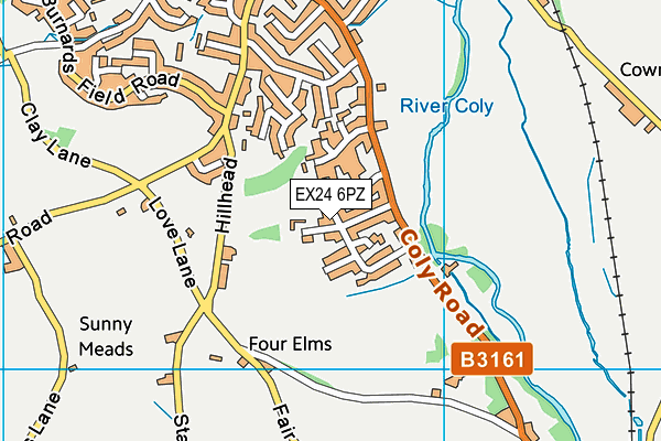 EX24 6PZ map - OS VectorMap District (Ordnance Survey)