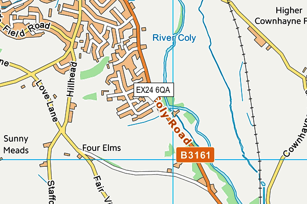 EX24 6QA map - OS VectorMap District (Ordnance Survey)