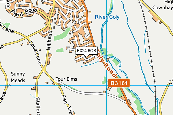 EX24 6QB map - OS VectorMap District (Ordnance Survey)