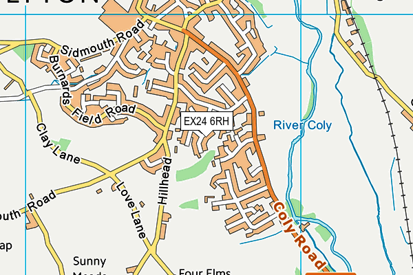 EX24 6RH map - OS VectorMap District (Ordnance Survey)