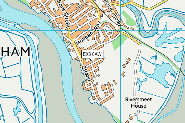EX3 0AW map - OS VectorMap District (Ordnance Survey)