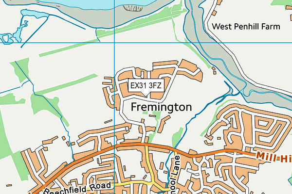 EX31 3FZ map - OS VectorMap District (Ordnance Survey)