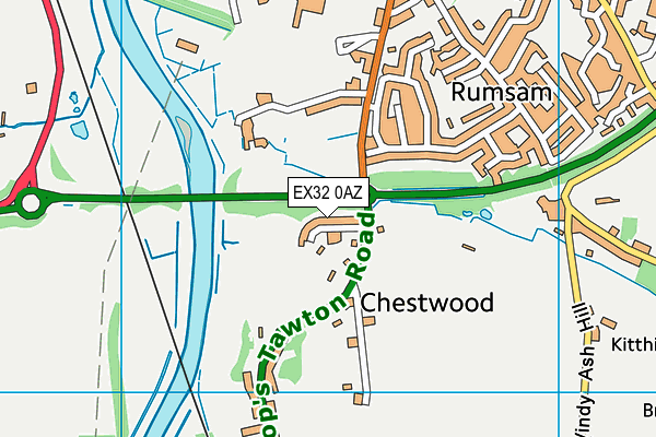 EX32 0AZ map - OS VectorMap District (Ordnance Survey)