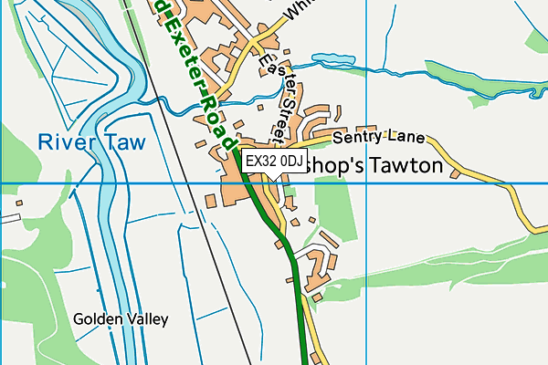 EX32 0DJ map - OS VectorMap District (Ordnance Survey)