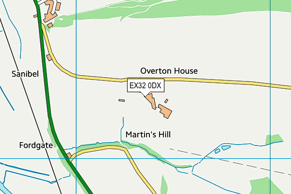 EX32 0DX map - OS VectorMap District (Ordnance Survey)