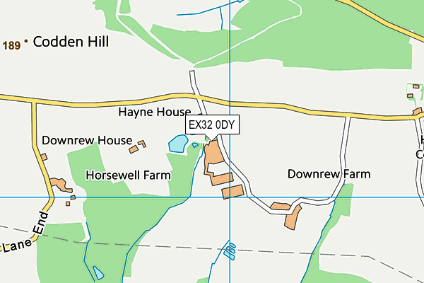 EX32 0DY map - OS VectorMap District (Ordnance Survey)