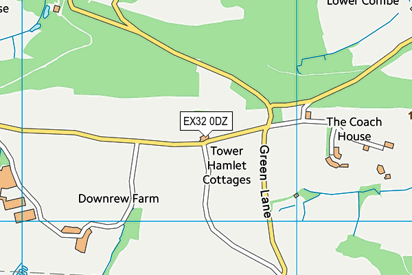 EX32 0DZ map - OS VectorMap District (Ordnance Survey)