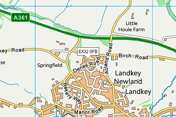 EX32 0FB map - OS VectorMap District (Ordnance Survey)