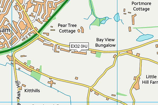 EX32 0HJ map - OS VectorMap District (Ordnance Survey)