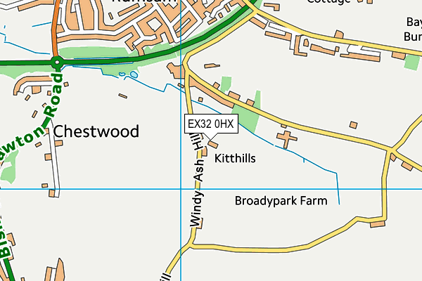 EX32 0HX map - OS VectorMap District (Ordnance Survey)