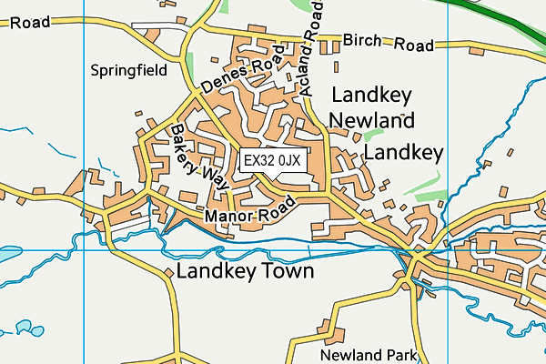 EX32 0JX map - OS VectorMap District (Ordnance Survey)