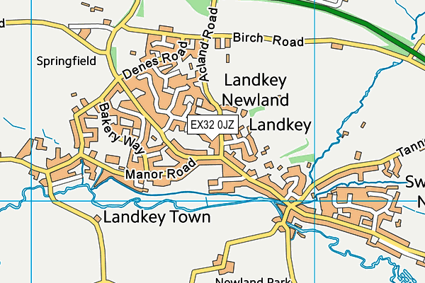 EX32 0JZ map - OS VectorMap District (Ordnance Survey)