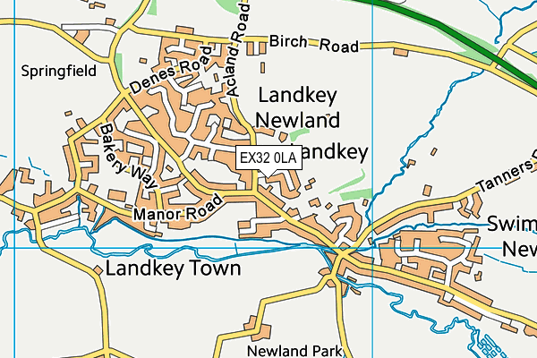 EX32 0LA map - OS VectorMap District (Ordnance Survey)