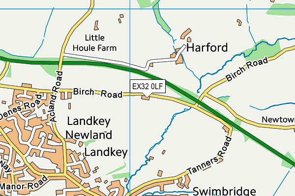 EX32 0LF map - OS VectorMap District (Ordnance Survey)