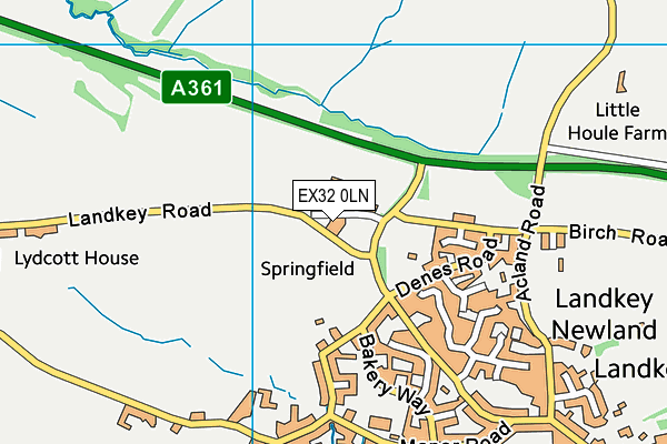 EX32 0LN map - OS VectorMap District (Ordnance Survey)