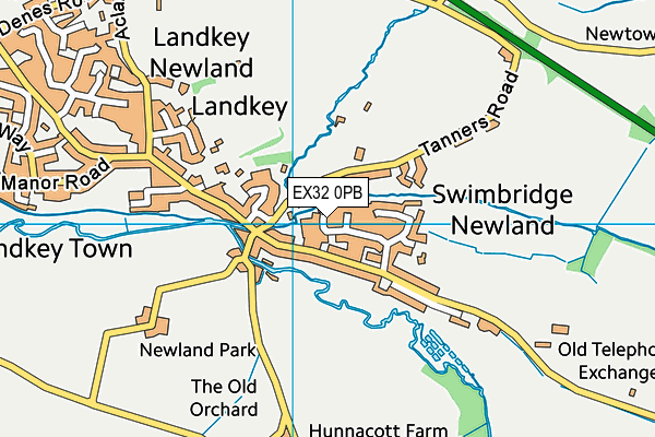 EX32 0PB map - OS VectorMap District (Ordnance Survey)