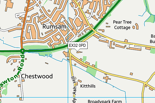 EX32 0PD map - OS VectorMap District (Ordnance Survey)