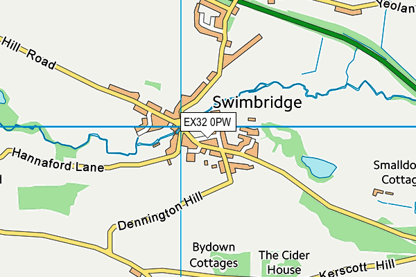 EX32 0PW map - OS VectorMap District (Ordnance Survey)