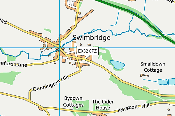 EX32 0PZ map - OS VectorMap District (Ordnance Survey)