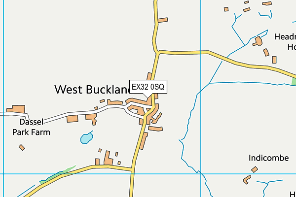EX32 0SQ map - OS VectorMap District (Ordnance Survey)