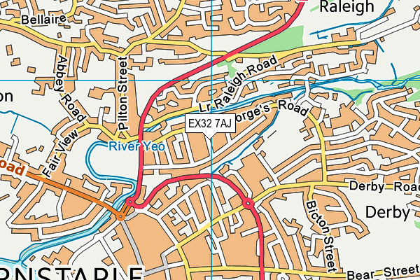 EX32 7AJ map - OS VectorMap District (Ordnance Survey)