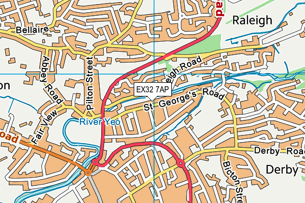 EX32 7AP map - OS VectorMap District (Ordnance Survey)