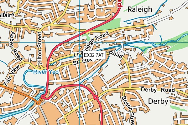 EX32 7AT map - OS VectorMap District (Ordnance Survey)