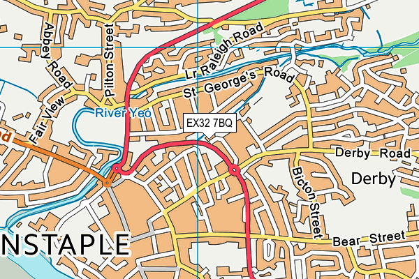 EX32 7BQ map - OS VectorMap District (Ordnance Survey)