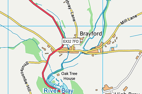 EX32 7FD map - OS VectorMap District (Ordnance Survey)