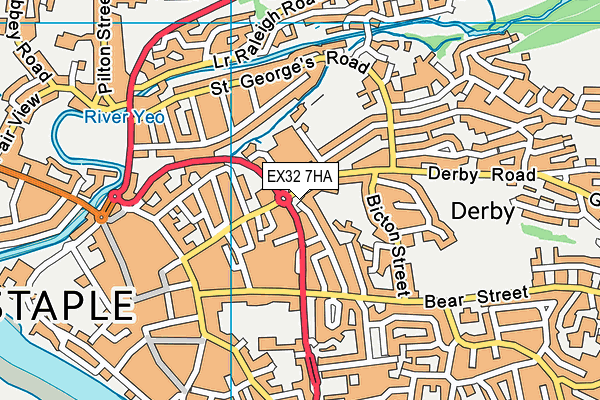 EX32 7HA map - OS VectorMap District (Ordnance Survey)