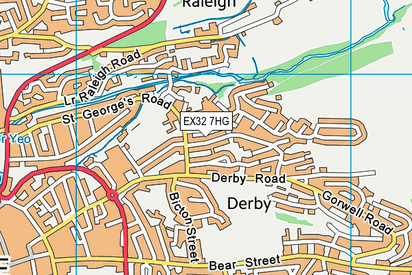 EX32 7HG map - OS VectorMap District (Ordnance Survey)